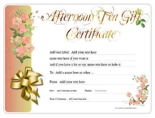 afternoon tea  gift certificate style8 red template image-96 downloadable and printable with editable fields