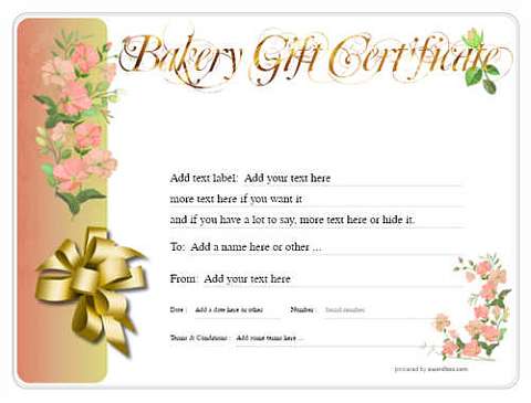 Bakery Gift certificate templates
