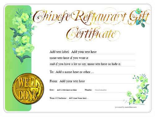chinese restaurant gift certificate style8 green template image-72 downloadable and printable with editable fields