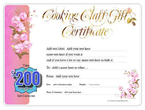 cooking class gift certificate style8 pink template image-227 downloadable and printable with editable fields