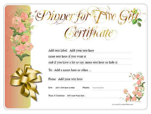 dinner for two gift certificate style8 red template image-122 downloadable and printable with editable fields