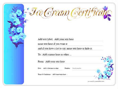 ice cream   gift certificate style8 blue template image-255 downloadable and printable with editable fields