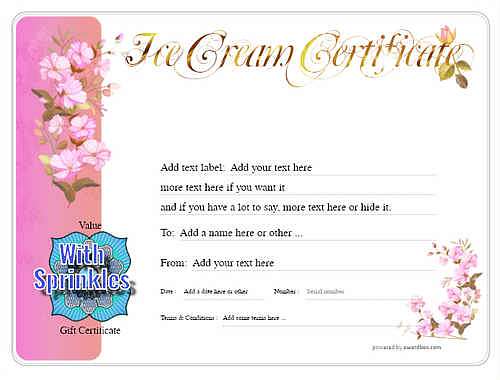ice cream   gift certificate style8 pink template image-253 downloadable and printable with editable fields