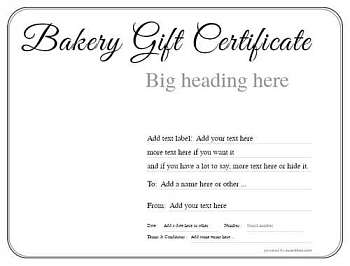Bakery Gift certificate templates