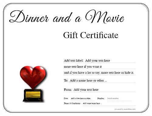 dinner and a movie gift certificate style1 default template image-132 downloadable and printable with editable fields