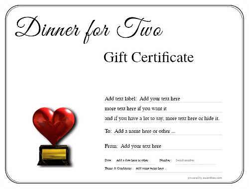 dinner for two gift certificate style1 default template image-106 downloadable and printable with editable fields