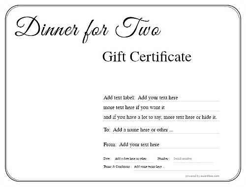 dinner for two gift certificate style1 default template image-107 downloadable and printable with editable fields