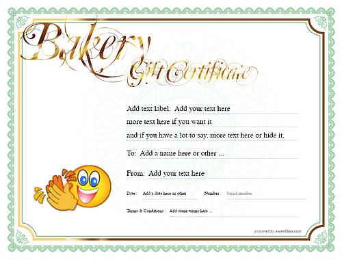 bakery gift certificate style4 green template image-166 downloadable and printable with editable fields