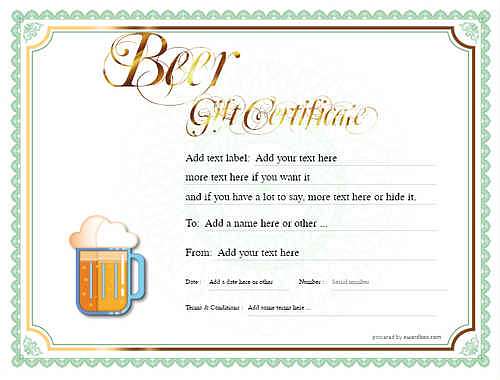beer    gift certificate style4 green template image-192 downloadable and printable with editable fields