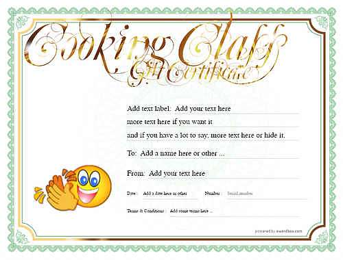 cooking class gift certificate style4 green template image-218 downloadable and printable with editable fields