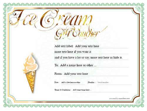 ice cream   gift certificate style4 green template image-244 downloadable and printable with editable fields