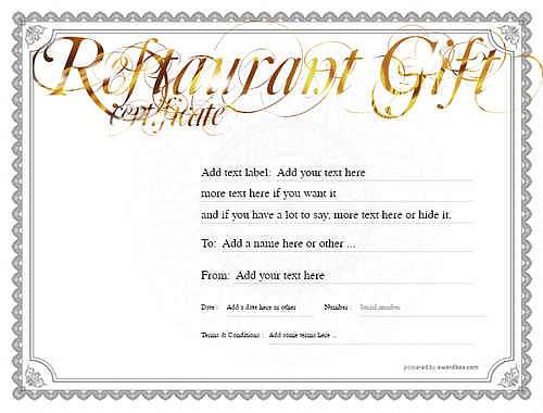 restaurant  gift certificate style4 default template image-8 downloadable and printable with editable fields