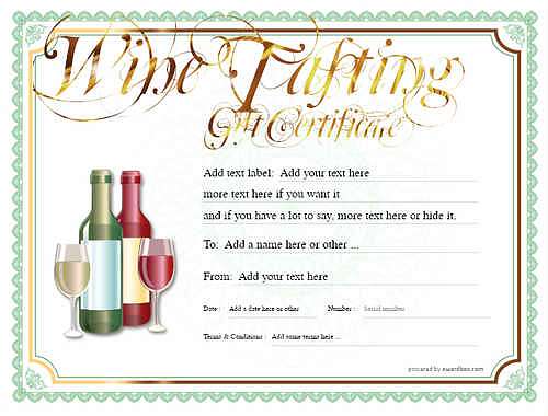 wine tasting gift certificate style4 green template image-270 downloadable and printable with editable fields