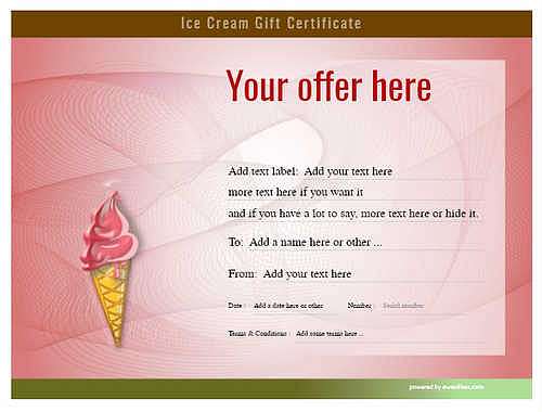 ice cream   gift certificate style6 red template image-247 downloadable and printable with editable fields