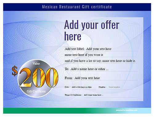 mexican restaurant gift certificates style6 blue template image-37 downloadable and printable with editable fields