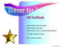Two gift certificate