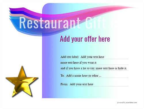 restaurant  gift certificate style7 blue template image-16 downloadable and printable with editable fields