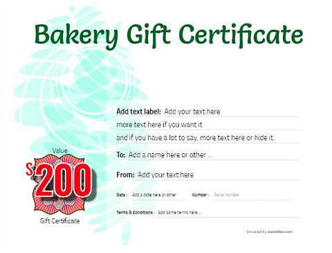 Bakery Gift certificate templates
