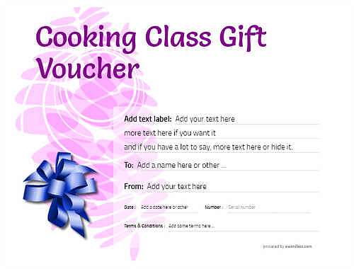 cooking class gift certificate style9 purple template image-230 downloadable and printable with editable fields