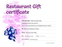 Restaurant Gift certificate templates