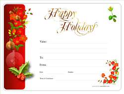 simple free christmas design, with fun decoration and black line border gift certificate