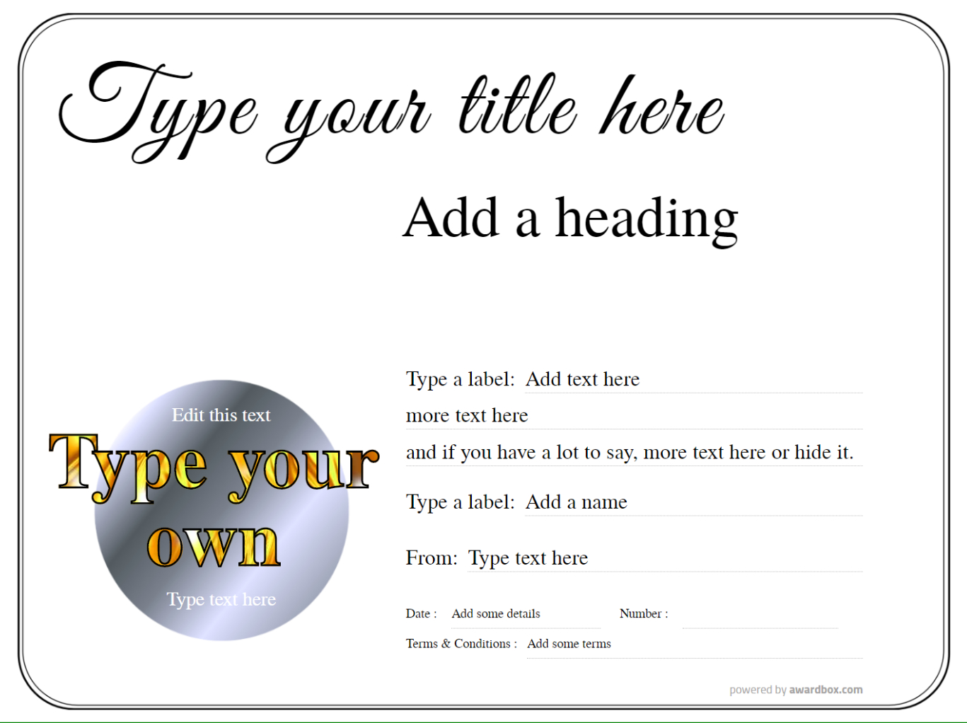 Free Gift Certificate templates and ideas - fully editable For Free Printable Funny Certificate Templates