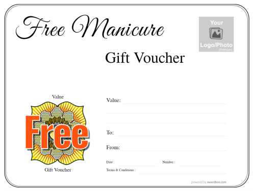 free editable manicure and pedicure gift voucher on a simple black border design suitable for printing and download