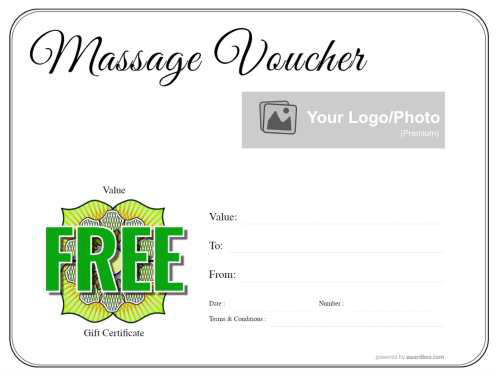 free printable massage gift voucher template for spa days on white background with black border and with serial number