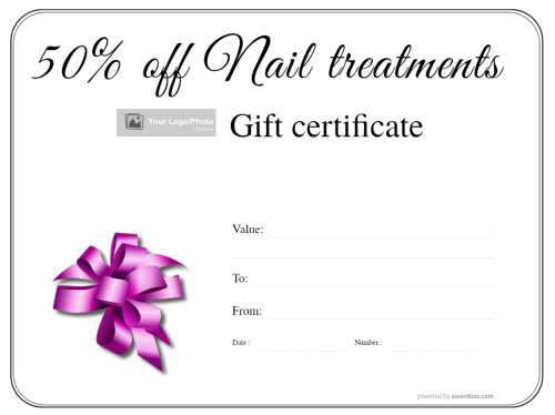 free nail treatment editable and printable gift template with simple black line border and ribbon decoration