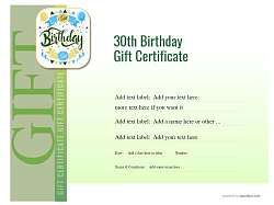 free customizable birthday gift certificate with fun balloon badge template. fully editable and unlimited downloads and print