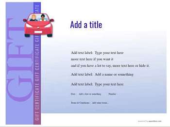 Driving lesson gift certificate templates