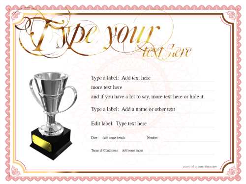 classic style free gift template gold and red border on white background printable with silver trophy decoration
