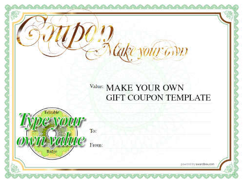 green border on white background free make your own editable coupon template with gold swirling heading and green badge