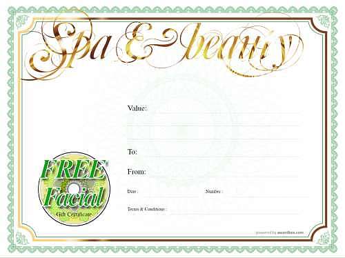 classic gift certificate design in green and gold spa and beauty free editable template with customizable badge decorations