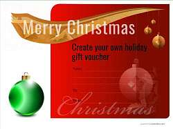 free classy design christmas gift template with rich red vignette and green bauble printable and customizable