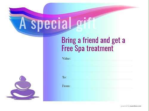 modern hot stone massage design for free spa gift certificate template, edit and then download for print and social media