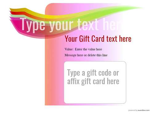 gift card holder template in pink with bold swich graphic, downloadable and printable with editable fields