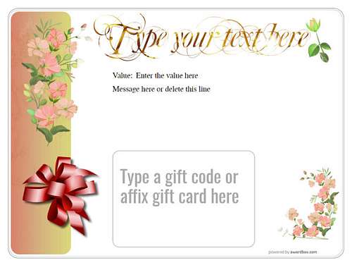 pretty bunches of flowers design on gift card holder template, downloadable and printable with editable fields