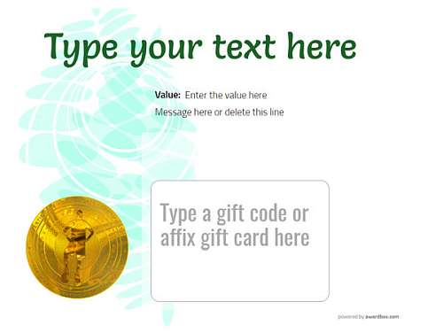 green abstract graphics on gift card holdertemplate. Downloadable and printable with editable fields