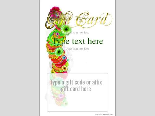 Gold lettering on floral background in multi color gift card holder. Downloadable and Printable with Editable Fields