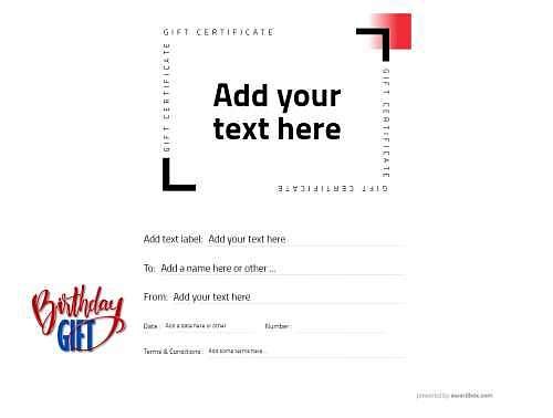modern style free birthday gift certificate template for editing, download and print