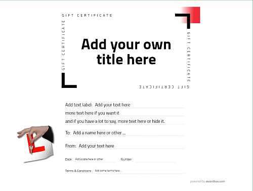 free gift template for driving lesson with simple modern design and editable for home print