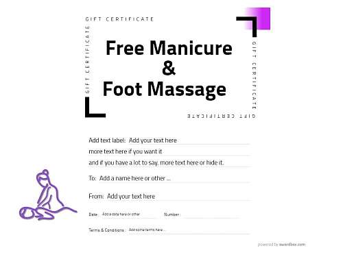 free manicure and massage gift voucher template for easy customization and download or print