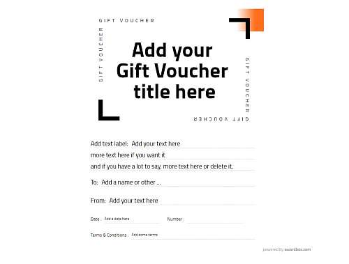 Minimalist modern certificate with black text centered and orange lozenge corner
