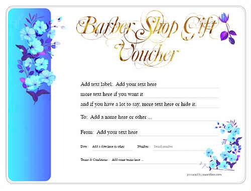 barber shop  gift certificate style8 blue template image-98 downloadable and printable with editable fields