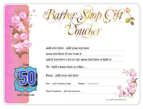 barber shop  gift certificate style8 pink template image-96 downloadable and printable with editable fields
