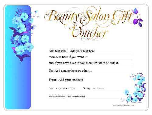 beauty salon  gift certificate style8 blue template image-124 downloadable and printable with editable fields
