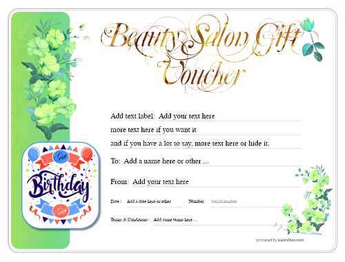 beauty salon  gift certificate style8 green template image-123 downloadable and printable with editable fields
