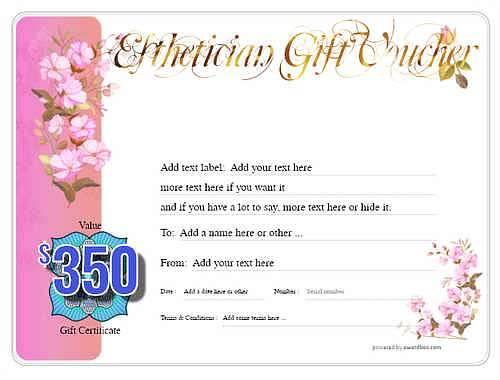esthetician   gift certificate style8 pink template image-200 downloadable and printable with editable fields