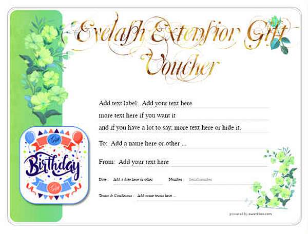 eyelash extension  gift certificate style8 green template image-175 downloadable and printable with editable fields